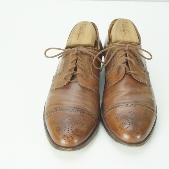 Polo by Ralph Lauren Light Brown Brogue Cap Toe Leather Mens Dress shoes Sz 8B - Picture 2 of 9